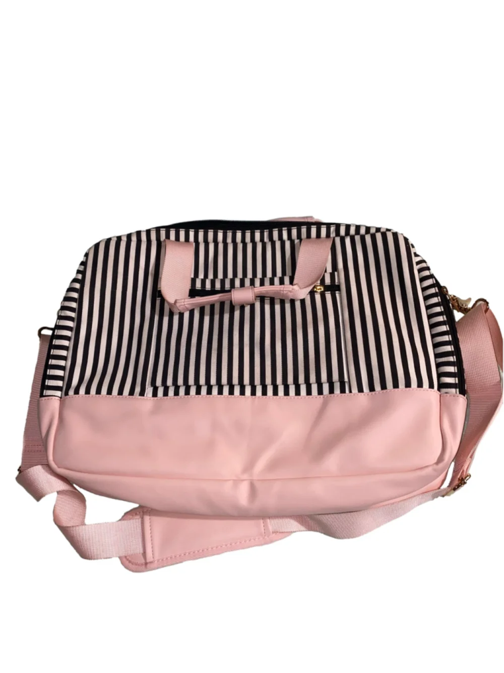 Women's Bosidu Large Padded Laptop Bag Pink and Black Striped